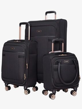 Kensie Black Luggage Set with Rose Gold Accents
